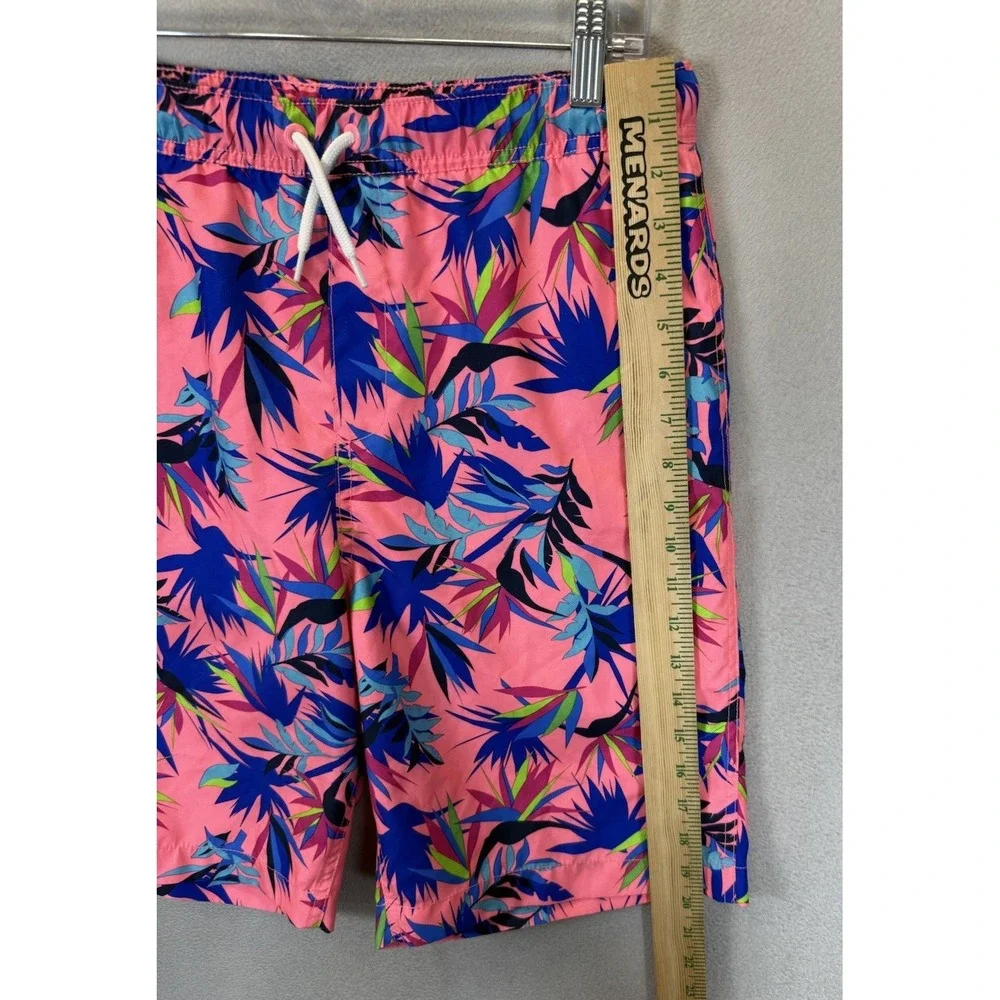 Lands End Boy's Sz 2XL (18-20) Pink Tropical Prints Mesh Lined Swim Trunk Shorts